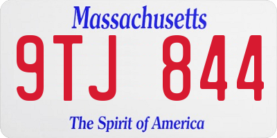 MA license plate 9TJ844