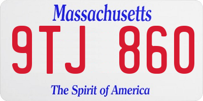 MA license plate 9TJ860
