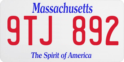 MA license plate 9TJ892