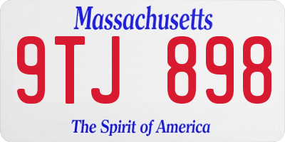 MA license plate 9TJ898