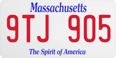 MA license plate 9TJ905