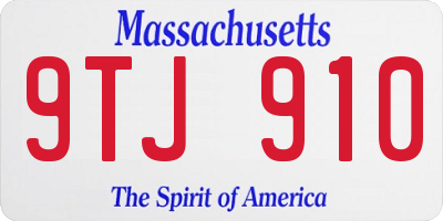 MA license plate 9TJ910
