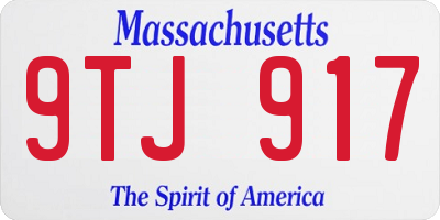MA license plate 9TJ917