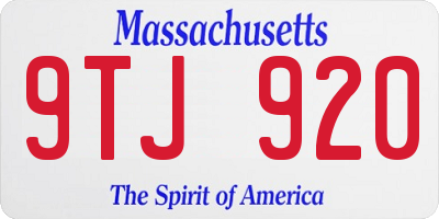 MA license plate 9TJ920