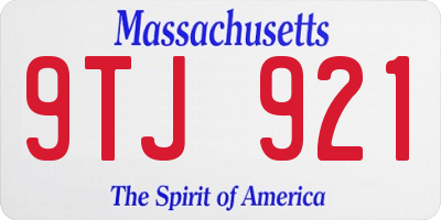 MA license plate 9TJ921