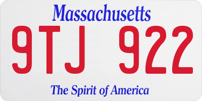 MA license plate 9TJ922