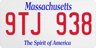 MA license plate 9TJ938