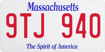MA license plate 9TJ940