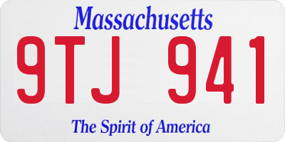 MA license plate 9TJ941