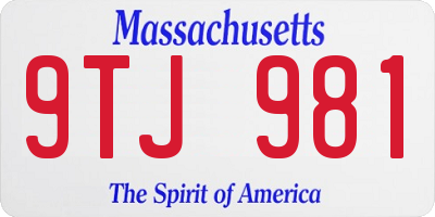 MA license plate 9TJ981