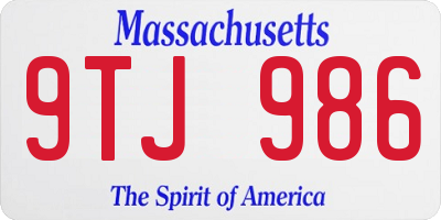 MA license plate 9TJ986