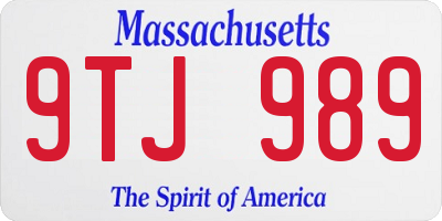 MA license plate 9TJ989