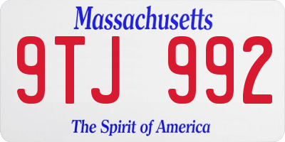 MA license plate 9TJ992