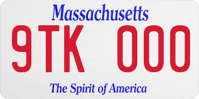 MA license plate 9TK000