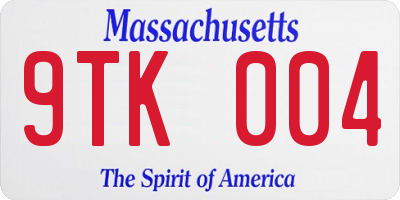 MA license plate 9TK004