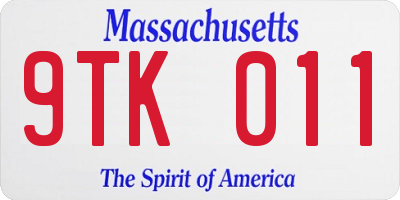 MA license plate 9TK011