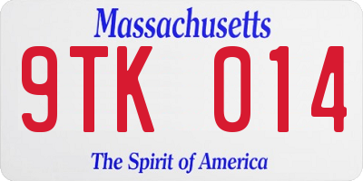 MA license plate 9TK014
