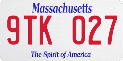 MA license plate 9TK027