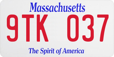 MA license plate 9TK037