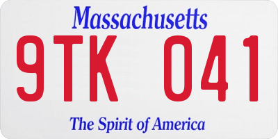 MA license plate 9TK041