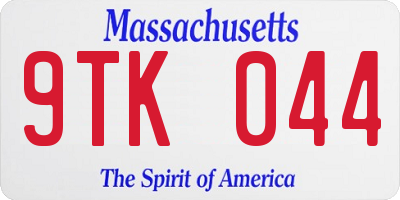 MA license plate 9TK044