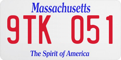 MA license plate 9TK051
