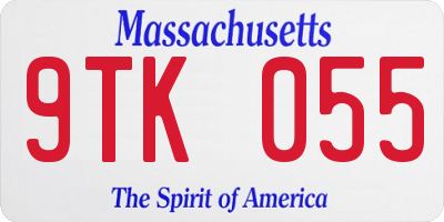MA license plate 9TK055