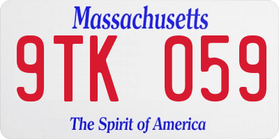 MA license plate 9TK059