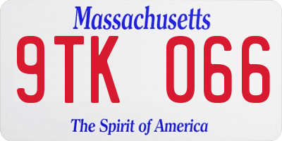 MA license plate 9TK066