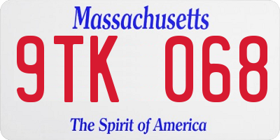 MA license plate 9TK068