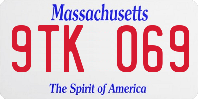 MA license plate 9TK069
