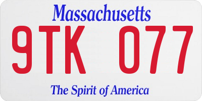 MA license plate 9TK077