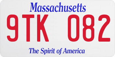 MA license plate 9TK082