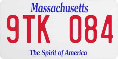 MA license plate 9TK084
