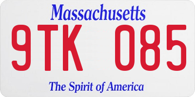 MA license plate 9TK085
