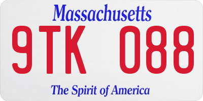 MA license plate 9TK088