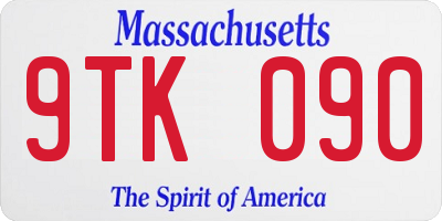 MA license plate 9TK090