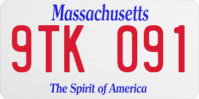 MA license plate 9TK091