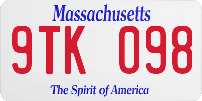 MA license plate 9TK098
