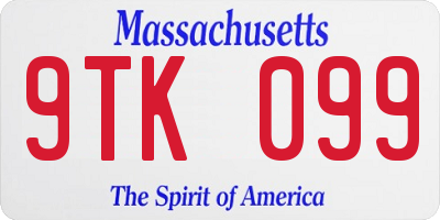 MA license plate 9TK099