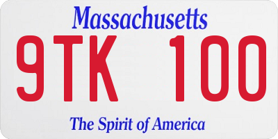 MA license plate 9TK100