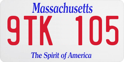 MA license plate 9TK105