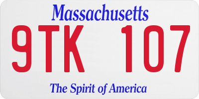 MA license plate 9TK107