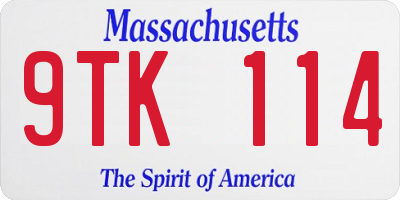 MA license plate 9TK114