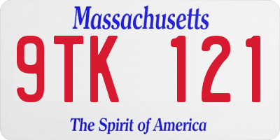 MA license plate 9TK121