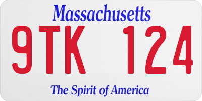 MA license plate 9TK124