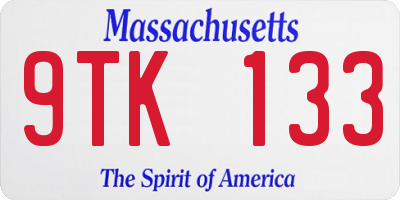 MA license plate 9TK133