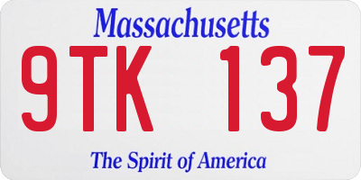 MA license plate 9TK137