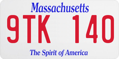 MA license plate 9TK140