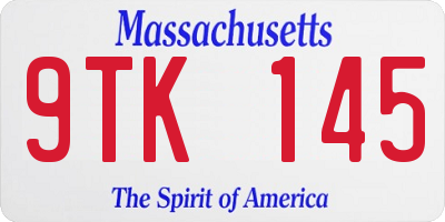 MA license plate 9TK145